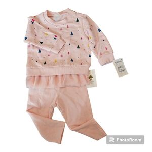 NWT Tucker + Tate Sweatshirt and Sweatpants Set Pink Multi Size 6M/9M Trees